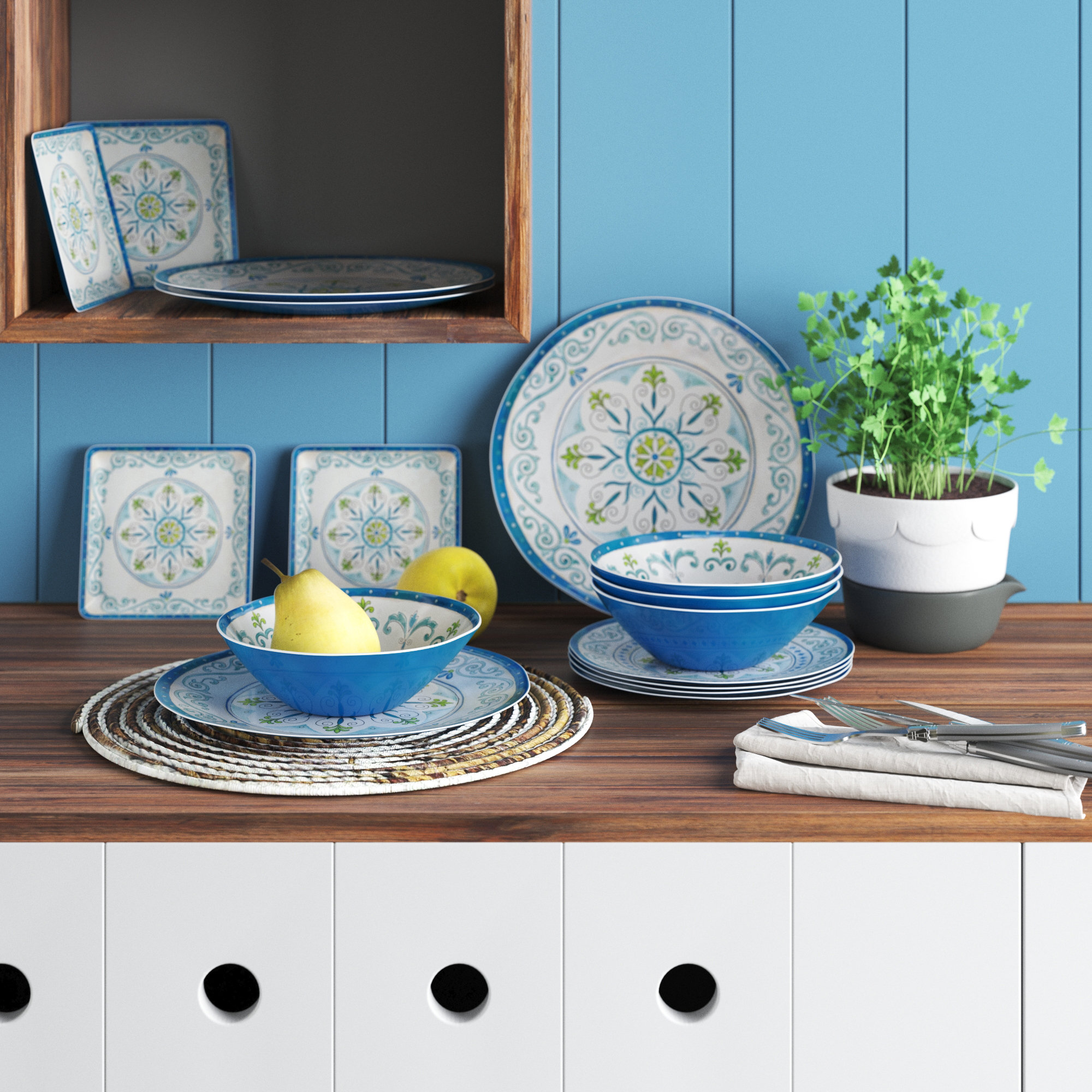 Aqua melamine dinnerware best sale